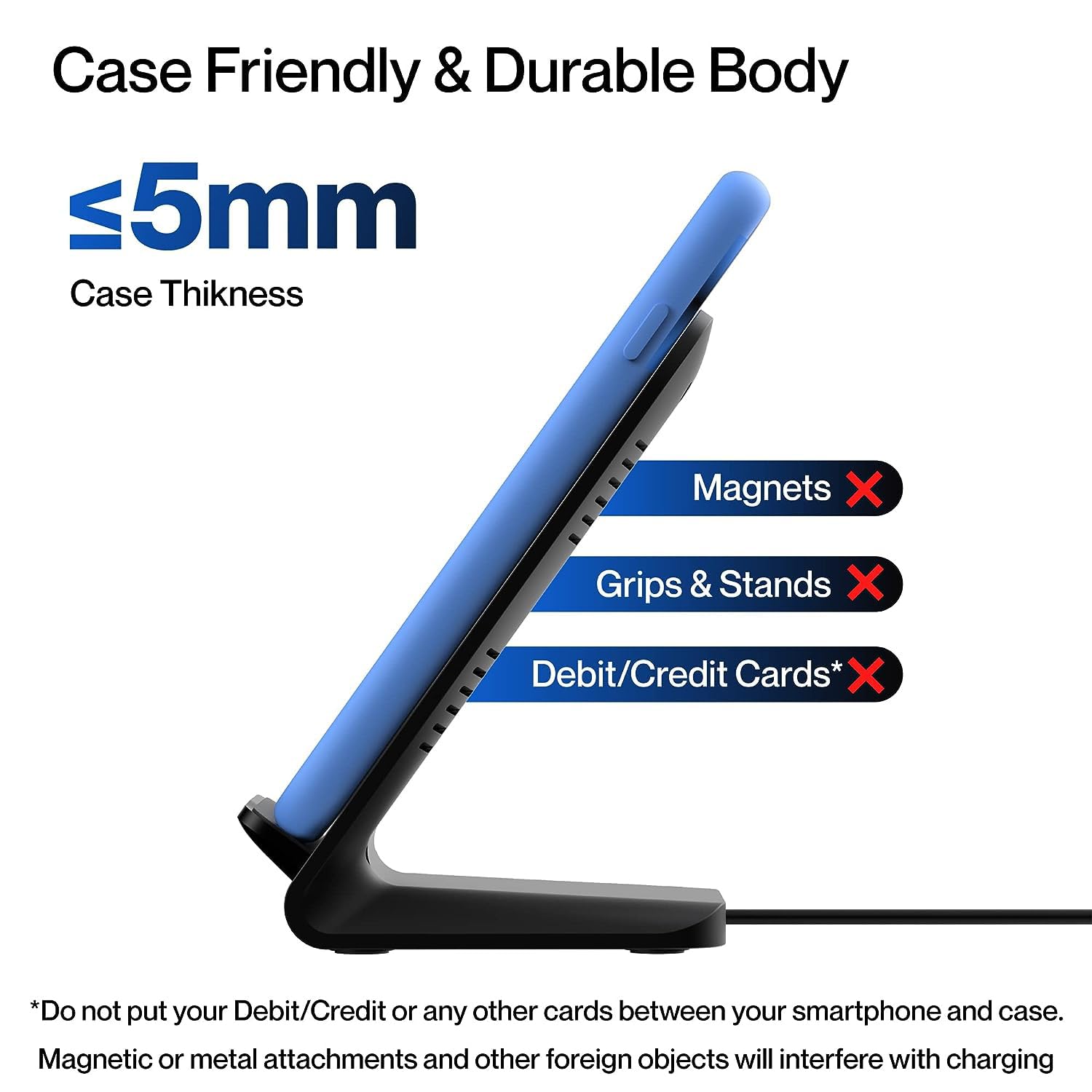 Ambrane 15W Wireless Charging Stand for iPhone 14/13/12 Series, Galaxy S23/S22/S21/S20/Note20 Series, OnePlus 9/9 Pro, Apple Watch & Other Qi Devices (Powerpod, Black)