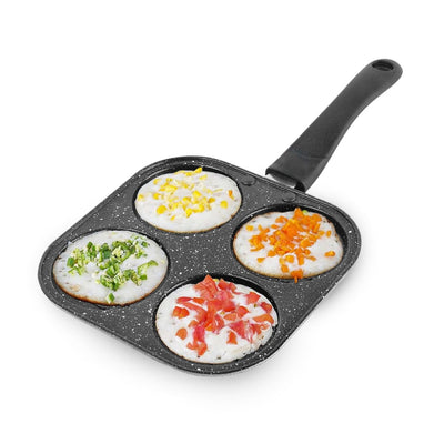 AADHIK Non-Stick Grill Pan Mini Pan Uttapam Tawa Aluminum Multi Snack Maker 4 Cavity, Pancake Maker (Black)