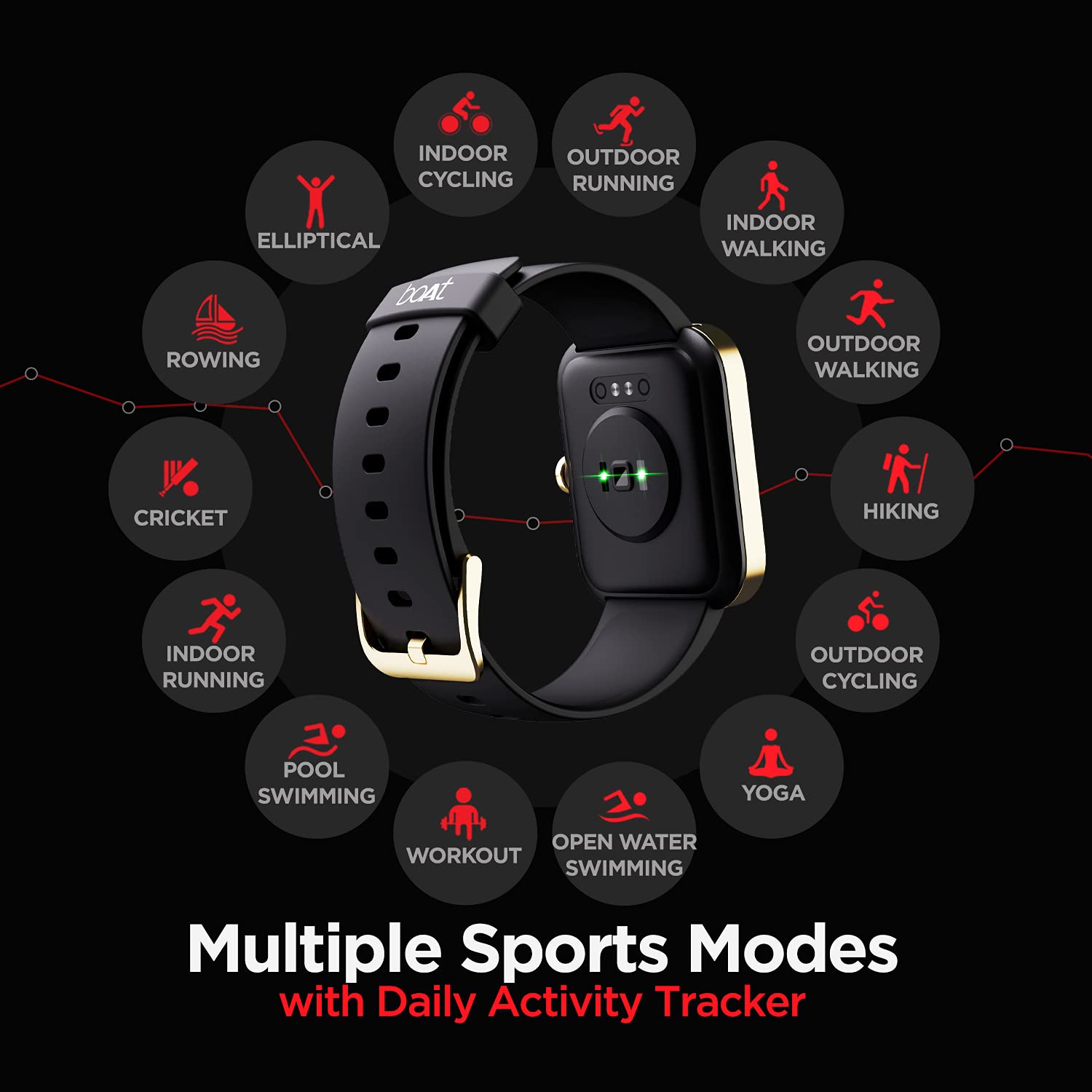 boAt Xtend Smart Watch with Alexa Built-in, 1.69” HD Display, Multiple Watch Faces, Stress Monitor, Heart & SpO2 Monitoring, 14 Sports Modes, Sleep Monitor, 5 ATM & 7 Days Battery(Pitch Black)