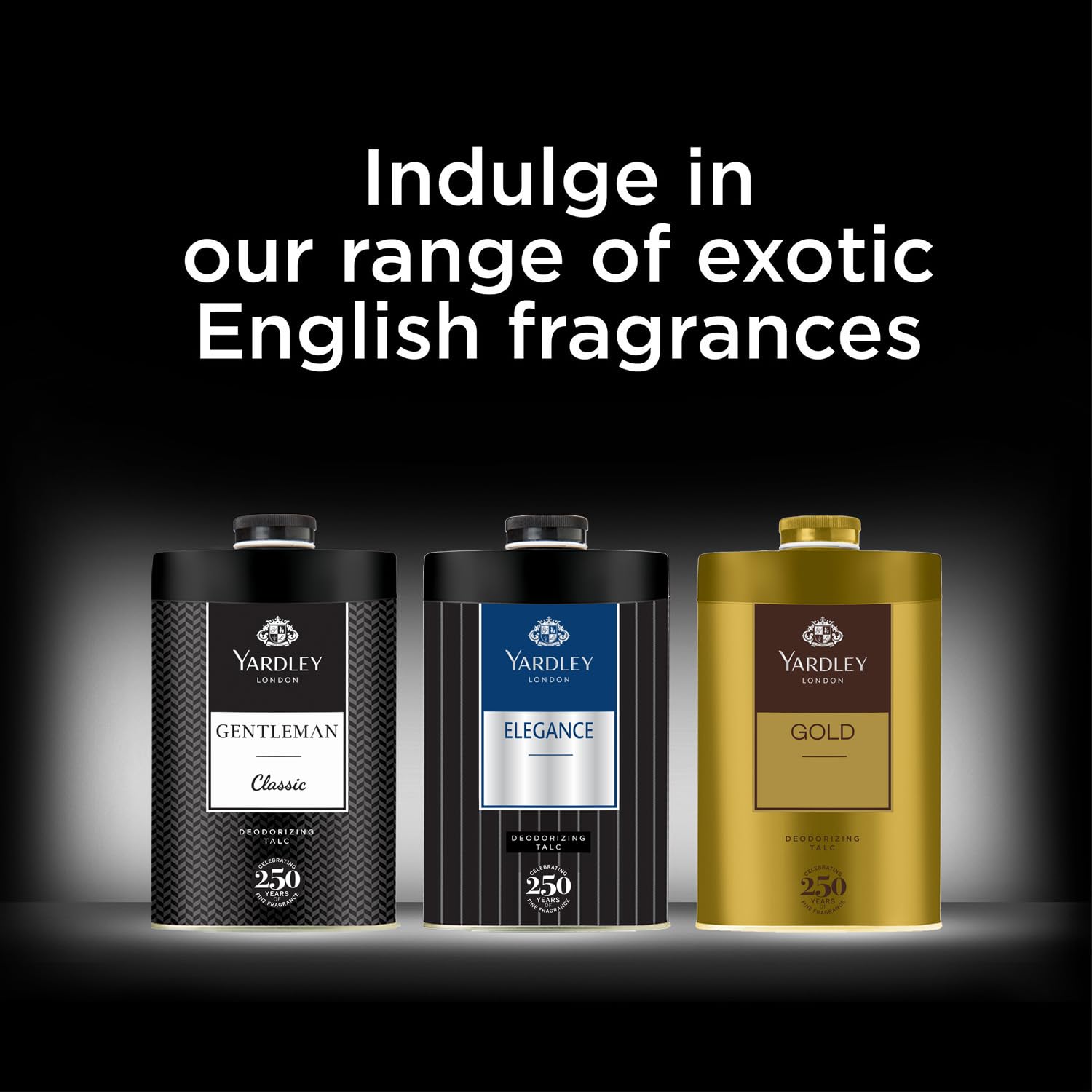 4x Yardley London Gold Deodorizing Talc| Fresh Woody Scent| Masculine Fragrance| Body Talc for Men| 250g - Pack of 4