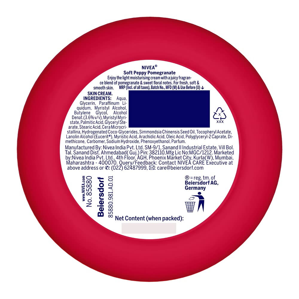 Nivea Soft Light Moisturizer Cream Peppy Pomegranate For Hands And Body