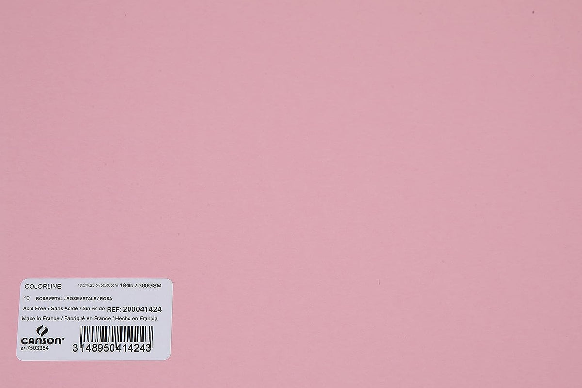 Canson Colorline 300 GSM Grainy 50 x 65 cm Coloured Drawing Paper Sheets(Rose Petal, 10 Sheets)