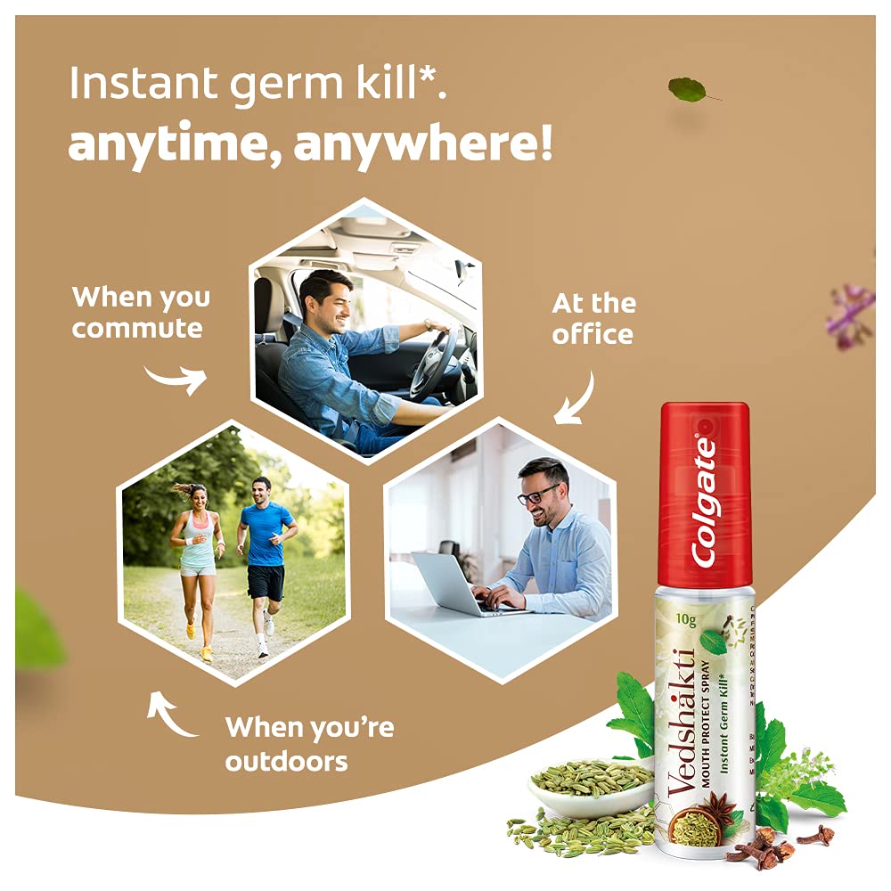 3x Colgate Vedshakti Mouth Protect Spray - Pack of 3 - (10gm each)