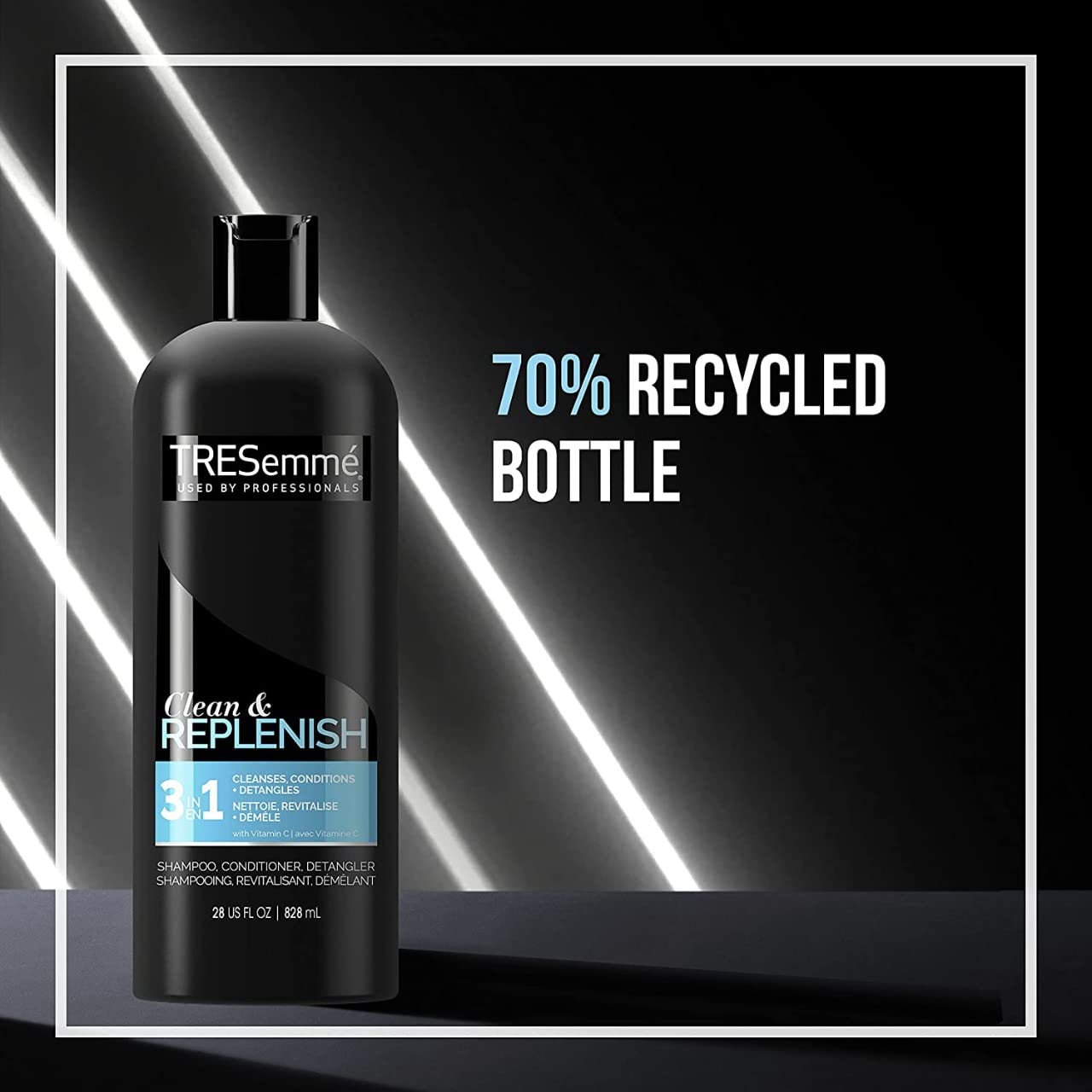 TRESemme 3 in 1 Clean & Replenish Shampoo +Conditioner + Detangle 828 ml (28 oz), Packaging May Vary