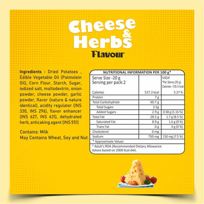Dibs stacks (Pack of 6, 45 GM Each) Cheese & Herbs Potato Crisps Chips On the Go Adventure, Crunchy Healthy and Tasty Chips, Snacks Chips