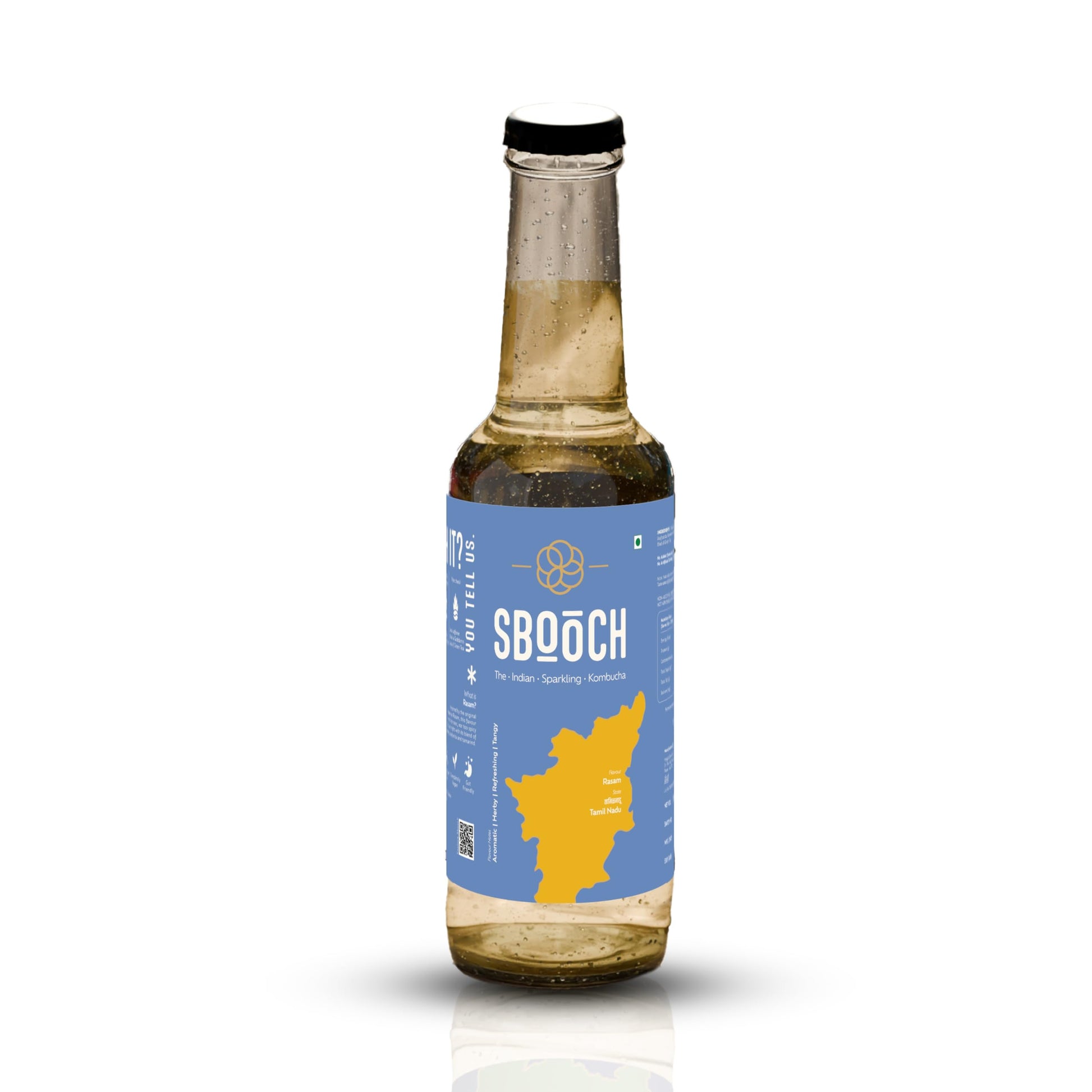 SBOOCH - Indian Sparkling Kombucha Tea | Rasam Flavor |275ml Pack of 6| Gut-Friendly Beverage | Antioxidant-Rich Zero Preservatives | Alcohol-Free Fermented Tea | Vegan & Gluten-Free