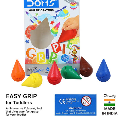 Doms 6 Shades Grippie Crayons Box Pack