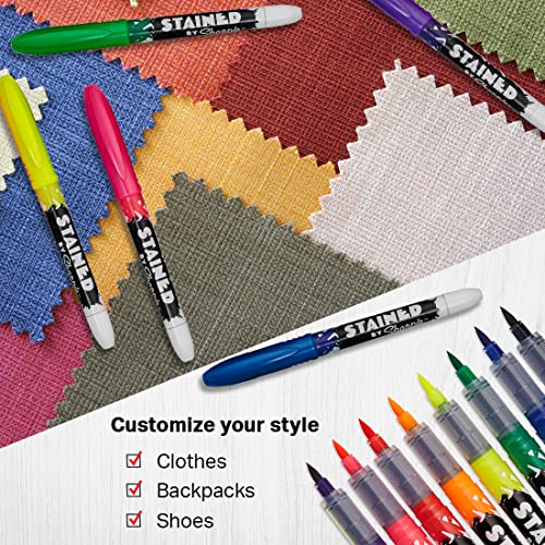 Stained - Sharpi+C10E Brush Tip Fabric Marker, Assorted, 8 Markers