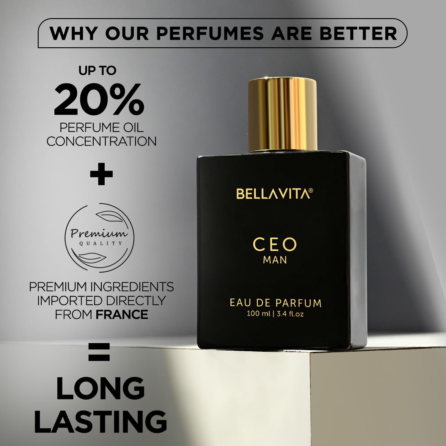 Bella Vita Luxury CEO Man Eau De Parfum Perfume with Lemon, Lavender, Tonka, Mandarin & Vetiver|Premium, Long Lasting Woody Fragrance for Men, 100 ML