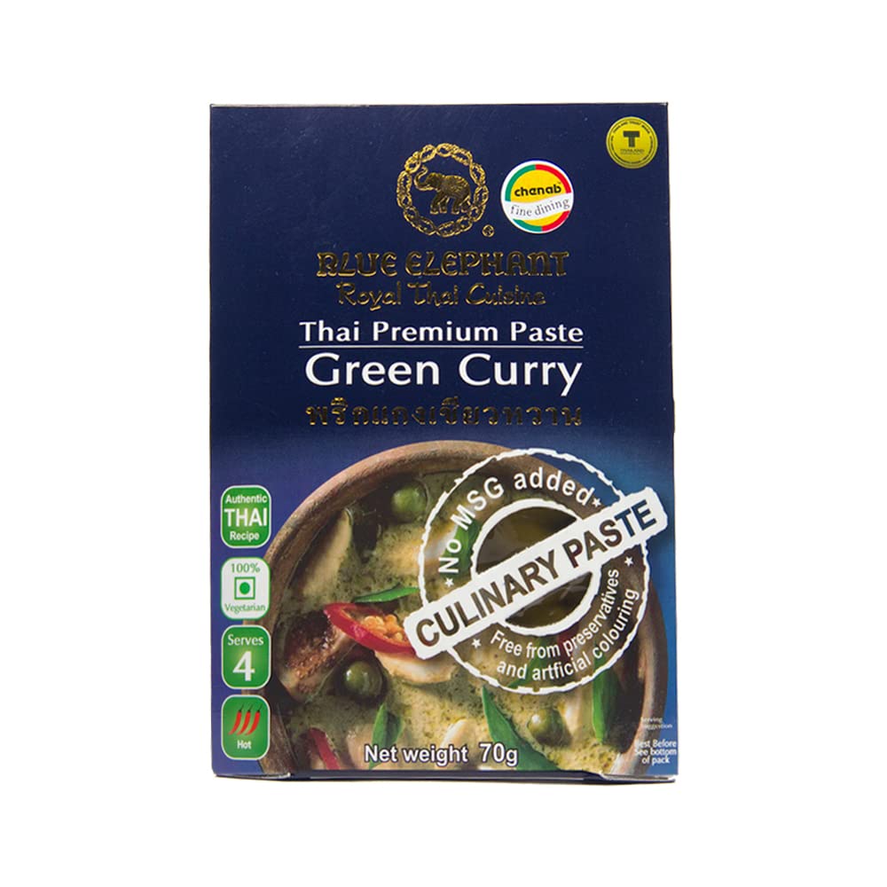 4x Blue Elephant Green Curry Paste 70g each - Pack of 4