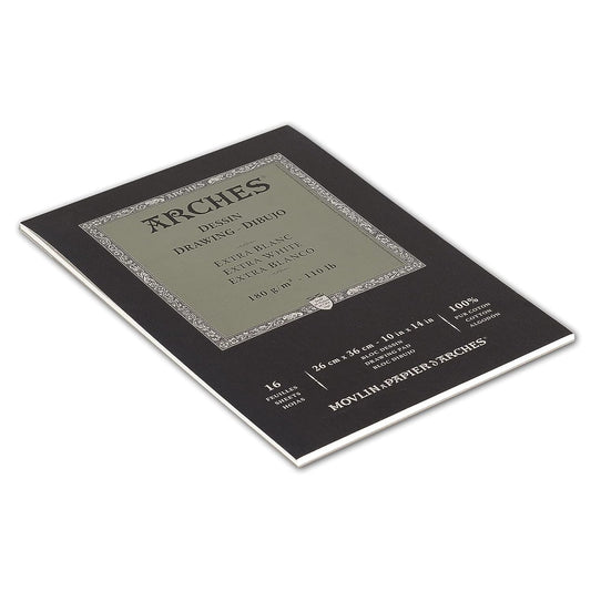 Arches Drawing 180 GSM Cold Pressed Extra White 26 x 36 cm Paper Pad, 16 Sheets