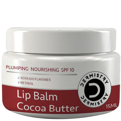 Dermistry Cocoa Butter SPF 10 Lip Balm for Men Women, Vitamin A for Naturally Glowing, Hydrated Lips, Lipbalm for Moisturization Plumping Sun Protection, Care for Dark, Dry, Pigmented Chapped Lips