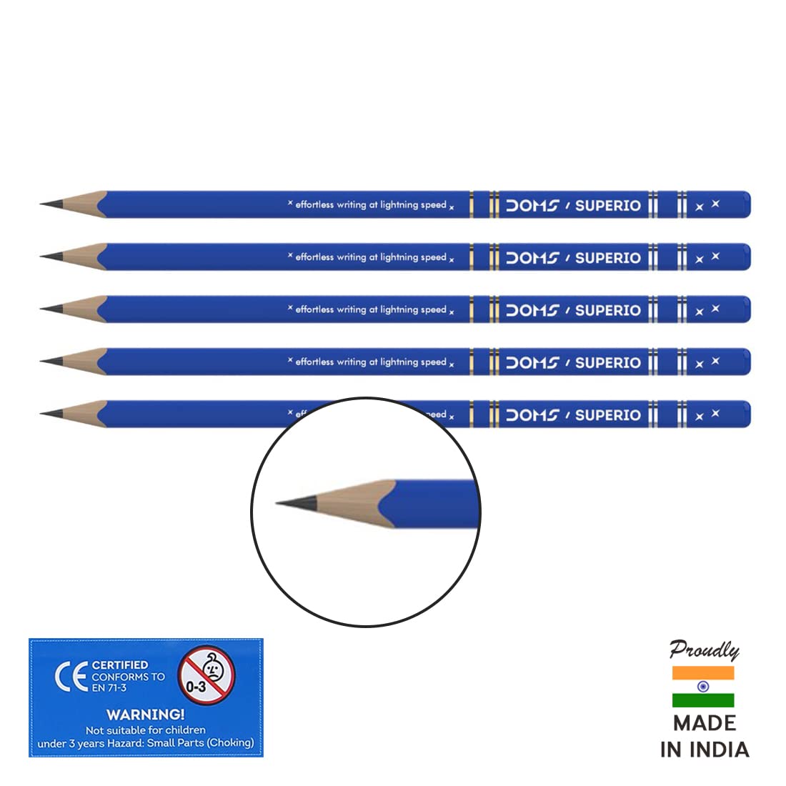 Doms Superio Non-Toxic Super Dark Graphite Pencils | Tumbler Pack | Effortless Writing | Ideal For Sketching & Drawing | Pack of 50 Pencils