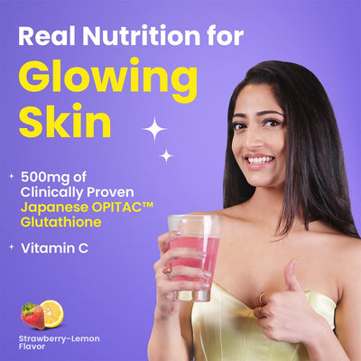 Chicnutrix Glow- 20 Effervescent Tablets| Japanese Glutathione & Vit. C| Antioxidants for clear, glowing skin| Sugar-free, Strawberry-lemon flavour