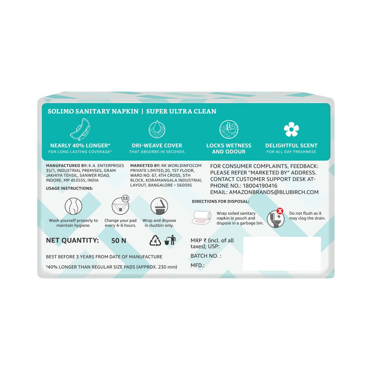Amazon Brand - Solimo Super Cottony XL, 40s x 1 (Pack of 40 Napkins)