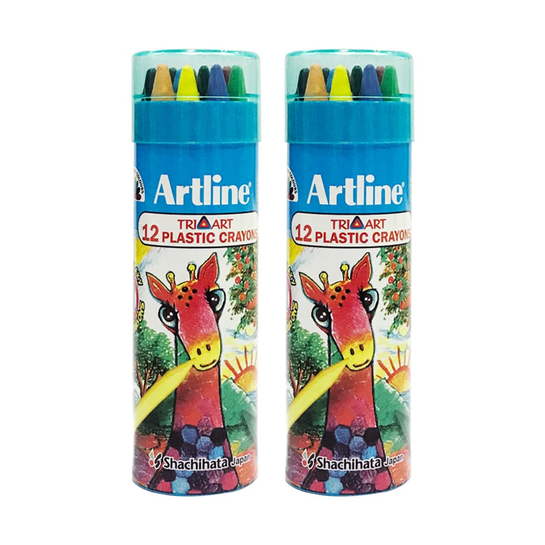 Triangular Plastic Crayons Pack Of 14 In Tin Container