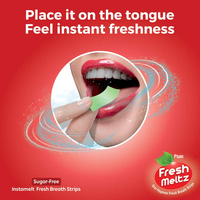 FRESH MELTZ Oral Hygiene Instant Mouth Freshener Sugar Free Paan Flavoured Mint Breath Strips (25 Strips) - Pack of 24