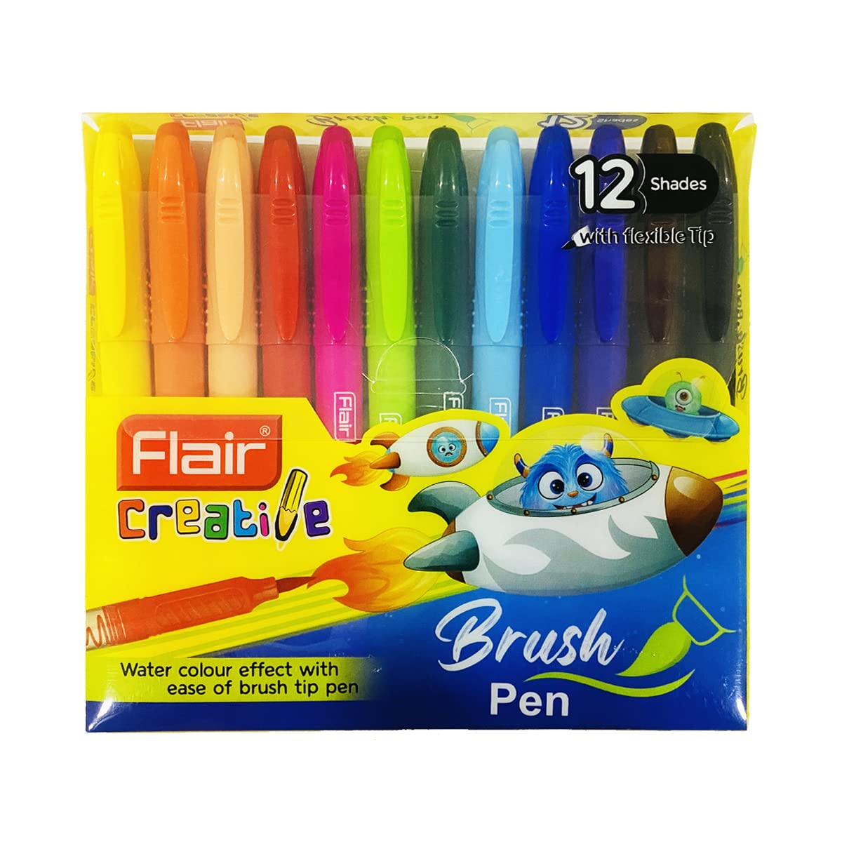 Flair Creative Brush Pens - Fine Tip - 12 Multicolour Shades