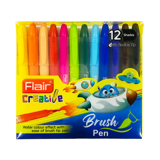 Flair Creative Brush Pens - Fine Tip - 12 Multicolour Shades