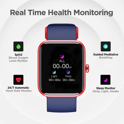 boAt Xtend Smart Watch with Alexa Built-in, 1.69” HD Display, Multiple Watch Faces, Stress Monitor, HR & SpO2 Monitoring, 14 Sports Modes, Sleep Monitor, 5 ATM & 7 Days Battery Life(Deep Blue)