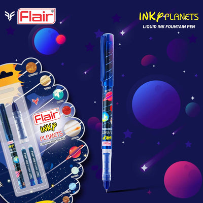 Flair Inky Series Planets Liquid Ink Fountain Pen Blister Pack - Blue Ink