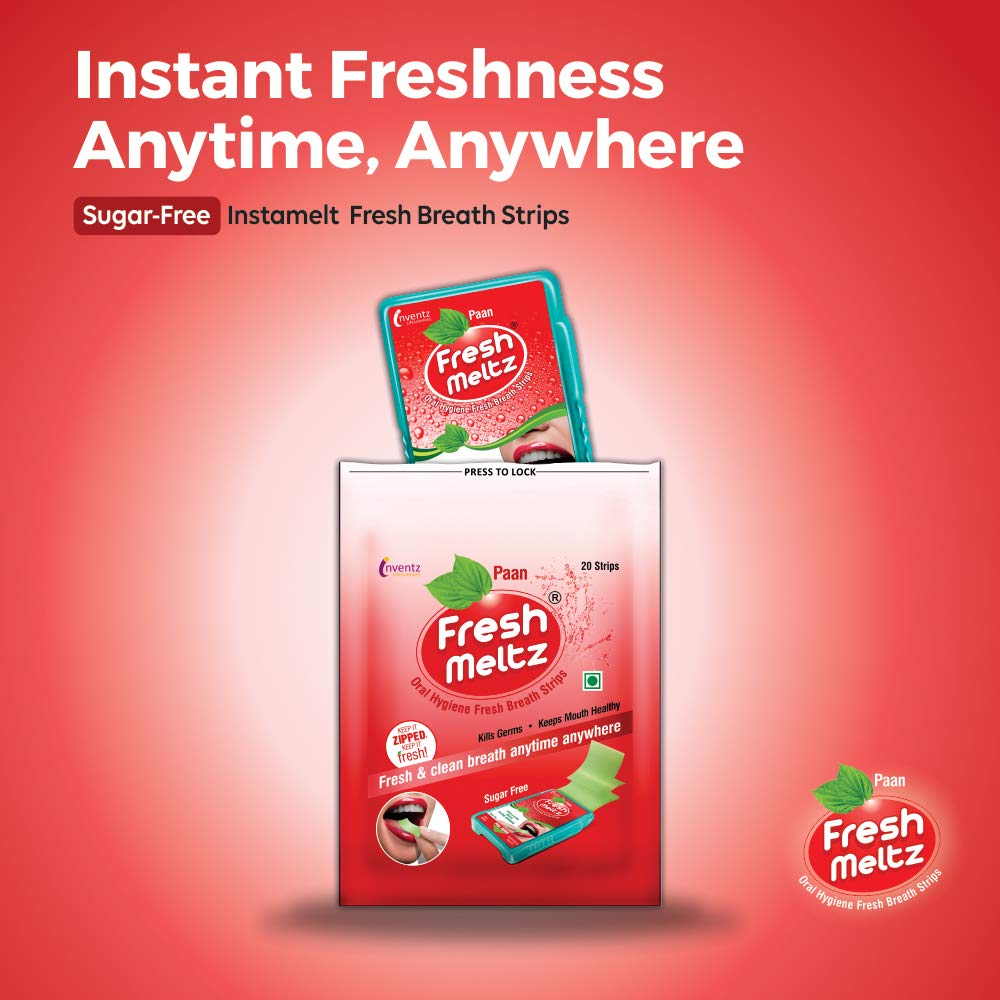 FRESH MELTZ Oral Hygiene Instant Mouth Freshener Sugar Free Paan Flavoured Mint Breath Strips (25 Strips) - Pack of 24