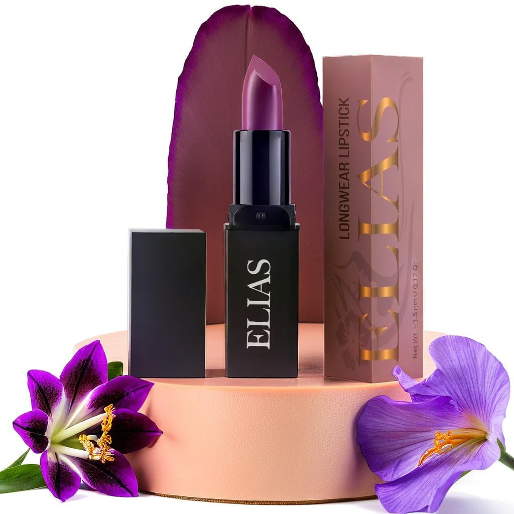 ELIAS Long Wear Long Lasting Enriched Keeps Lips Moisturised High Pigmentation Lipstick (Plum Violet)