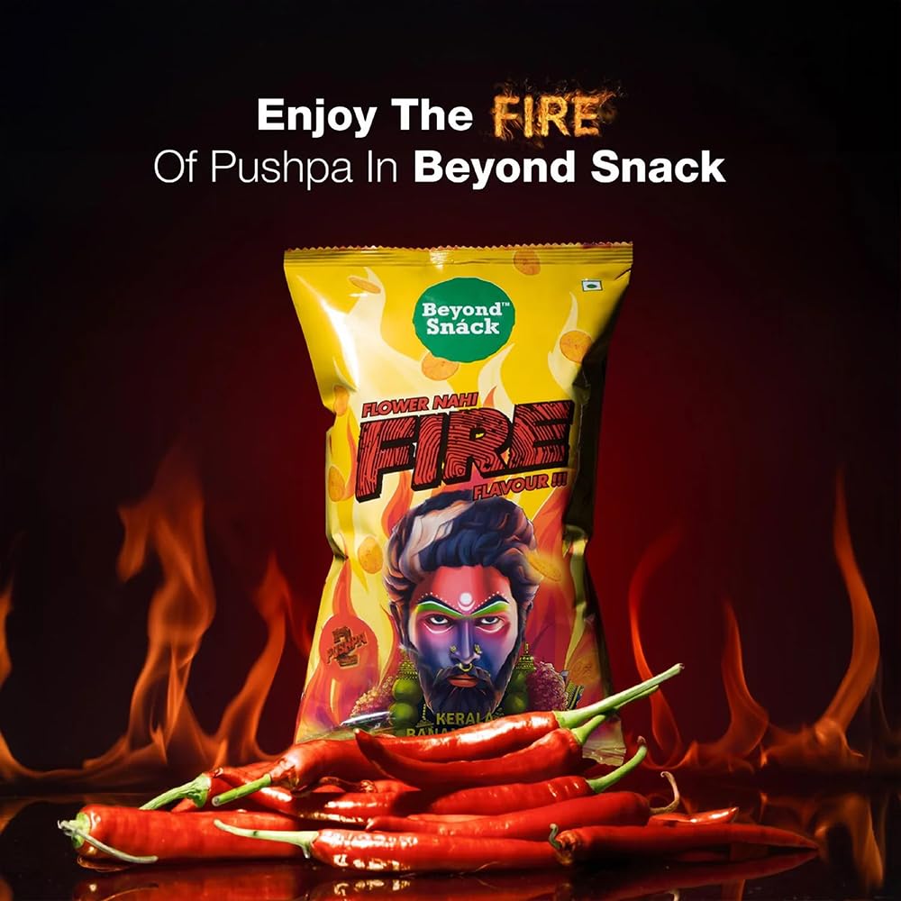 Beyond Snack Kerala Banana Chips limited edition Puspha2 - Fire flavour 300gms (100G * 3Packs)