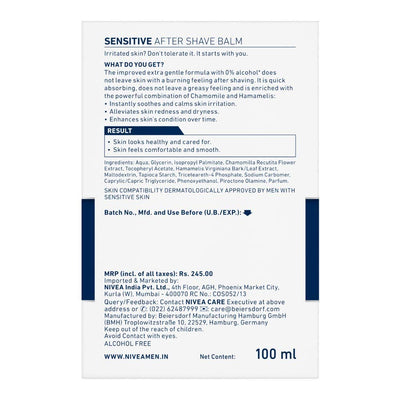 Nivea Men Shaving, Sensitive After Shave Balm 100ml