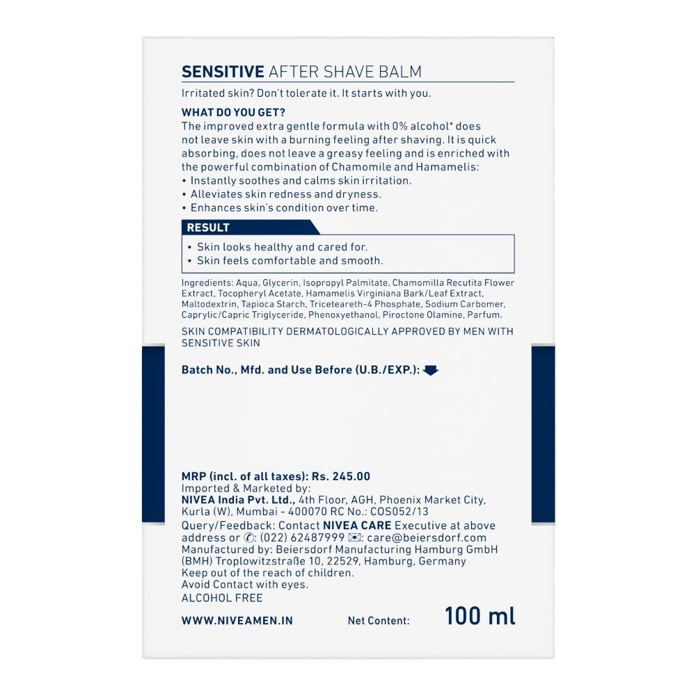 Nivea Men Shaving, Sensitive After Shave Balm 100ml