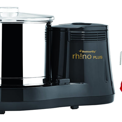 Butterfly Smart Glass 3 Burner Gas Stove & Butterfly Rhino Plus Wet Grinder, 2L (Grey), 150W