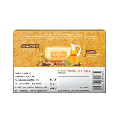 5x Medimix Ayurvedic Sandal Bathing Soap Bar With Eladi Oil 125G each - Pack of 5