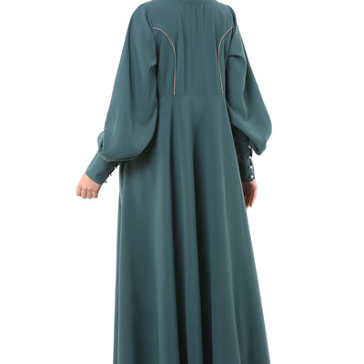BT - Being Traditional Umbrella Cut Flare Abaya Dress for Women Made in Nida Matt Fabric with Long Cuff Sleeves, Side Pocket (BT-UMA-012) (2XL, Mist Blue)