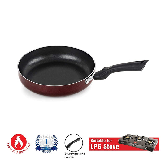 Cello Non Stick Induction Base Frying Pan/Tapper Pan, 220 mm, Cherry,Aluminium
