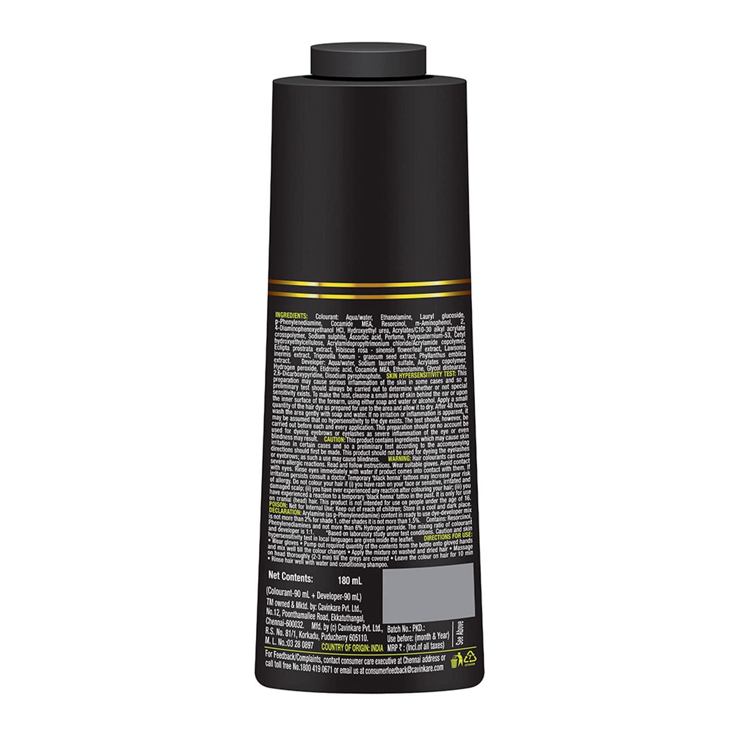 4x Indica Easy Hair Color Shampoo- Natural Black for Women and Men| Pump pack with Herbal Extracts |Grey Coverage in 10mins | Ammonia Free | 180ml each (Pack of 4)