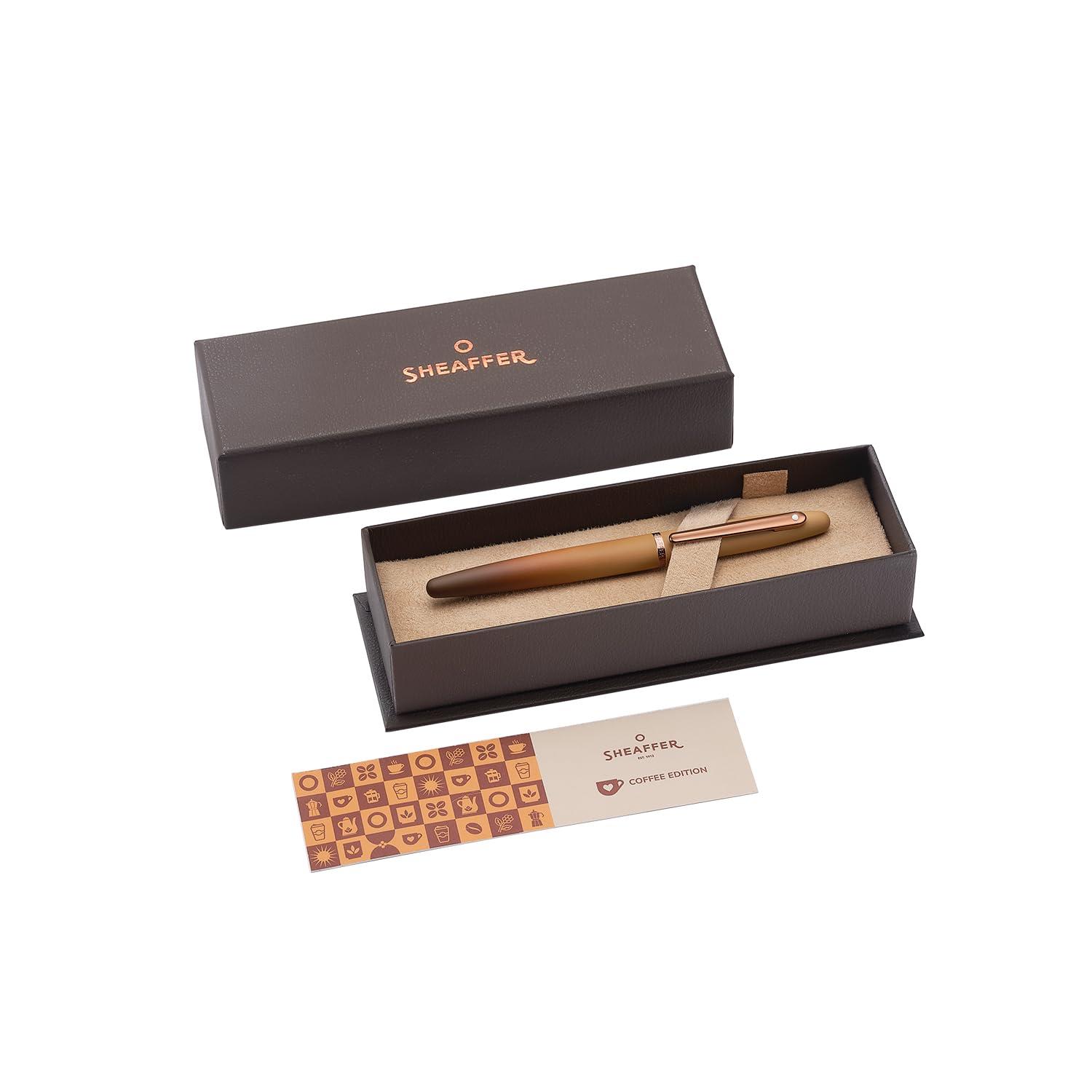 Sheaffer VFM 9428 Fountain Pen | Coffee Edition Matt Brown with Regal Brown PVD Trims | Medium Nib | Premium Coffee Brown Pen | Premium Fountain Pen