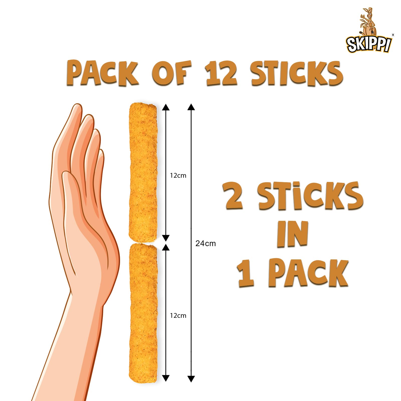 Skippi Cornsticks Snack | Snacks for Kids & Adults | Not Baked Not Fried | Gluten Free Snacks Combo 4 flavours (3 Sweet Puffcorn, 3 Magic Masala, 3 Tangy Tomato & 3 Thai Chilli) 12 Sticks