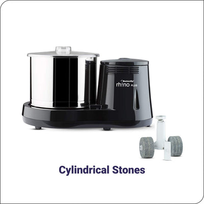 Butterfly Rhino Plus 2 Litres Table-Top Wet Grinder | 150 Watts | Shockproof ABS Body | Coconut Scrapper Attachment | Dough Kneader | Stainless Steel Drum | 2 Years Manufacturer's Warranty | Grey