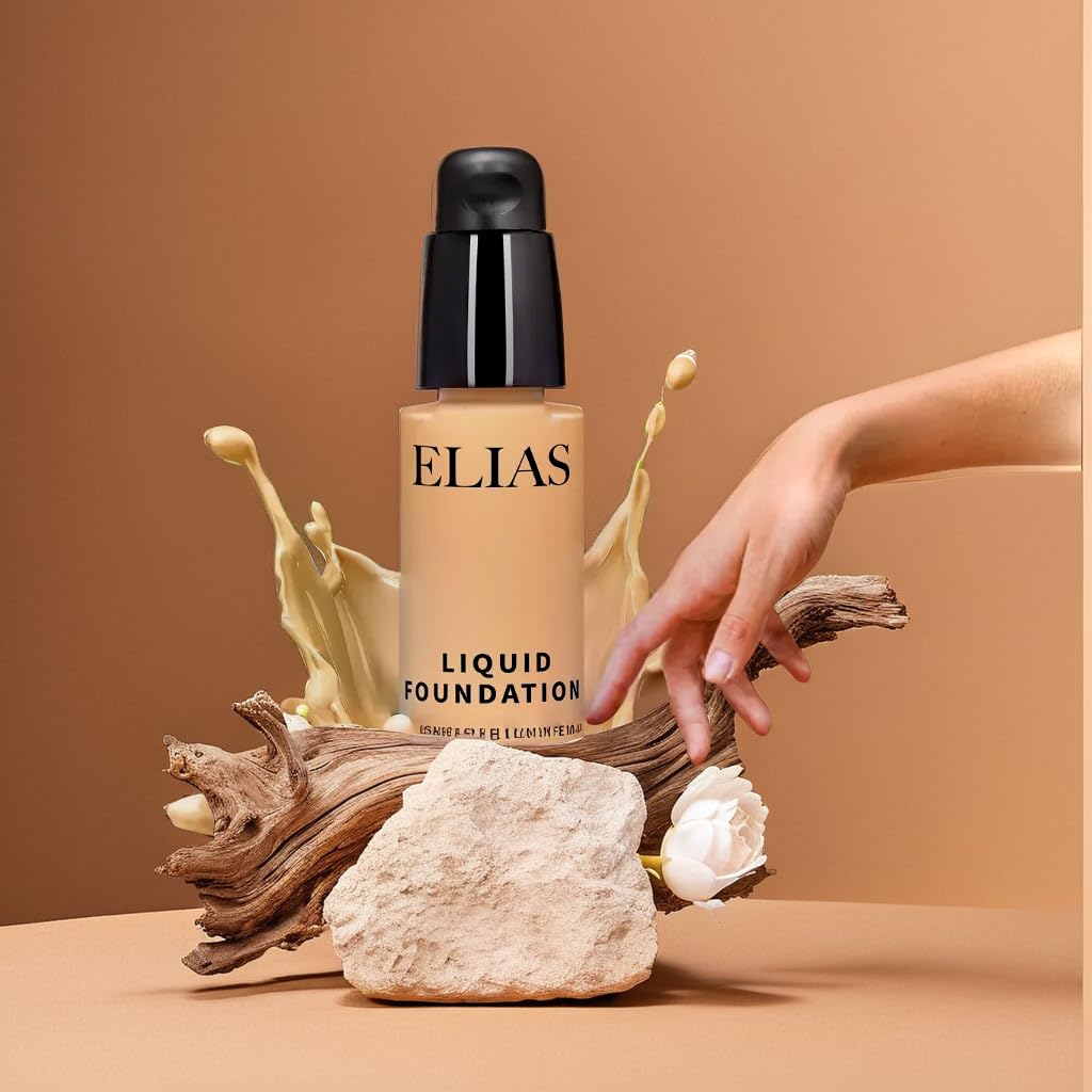 ELIAS Liquid Foundation - 30 ml Water Resistant Lasts Up to 10 Hrs Super Matte Cashew Fair, Golden undertone Full Coverage Long Wear Illuminating (Netural & Warm)