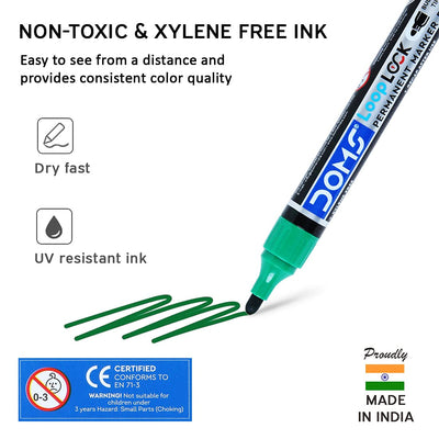 Doms Refilo Non-Toxic Hi-Tech Refillable Loop Lock Permanent Marker Pens