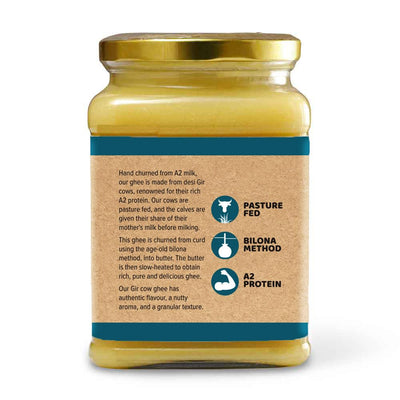 Conscious Food A2 Gir Cow Ghee | 600ml | with Pure A2 Milk | Grass-fed, Cultured, Premium & Traditional Bilona Ghee | Immunity Booster