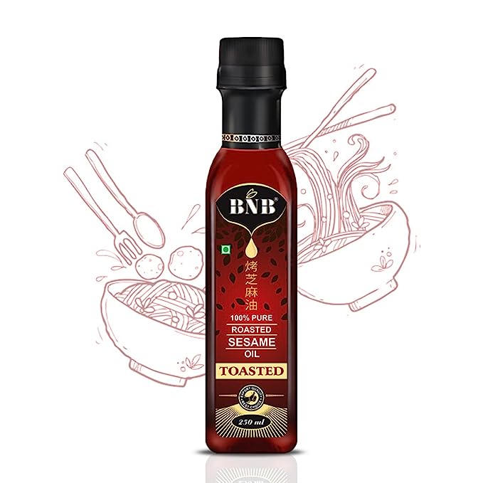 BNB Roasted Sesame Oil | Toasted Sesame Oil | Sesame Oil for Chinese, Japanese & Korean Cooking | Salad Dressing | Ideal for Sautéing, Finishing & Liquid Seasoning | 100% Pure | 250ML