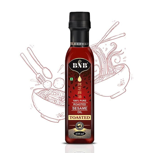BNB Roasted Sesame Oil | Toasted Sesame Oil | Sesame Oil for Chinese, Japanese & Korean Cooking | Salad Dressing | Ideal for Sautéing, Finishing & Liquid Seasoning | 100% Pure | 250ML