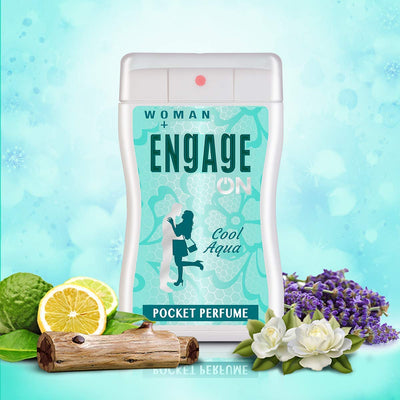 Engage ON Cool Aqua Pocket Perfume For Women, Floral & Lavender Fragrance Scent, Skin Friendly,17/ 18ml