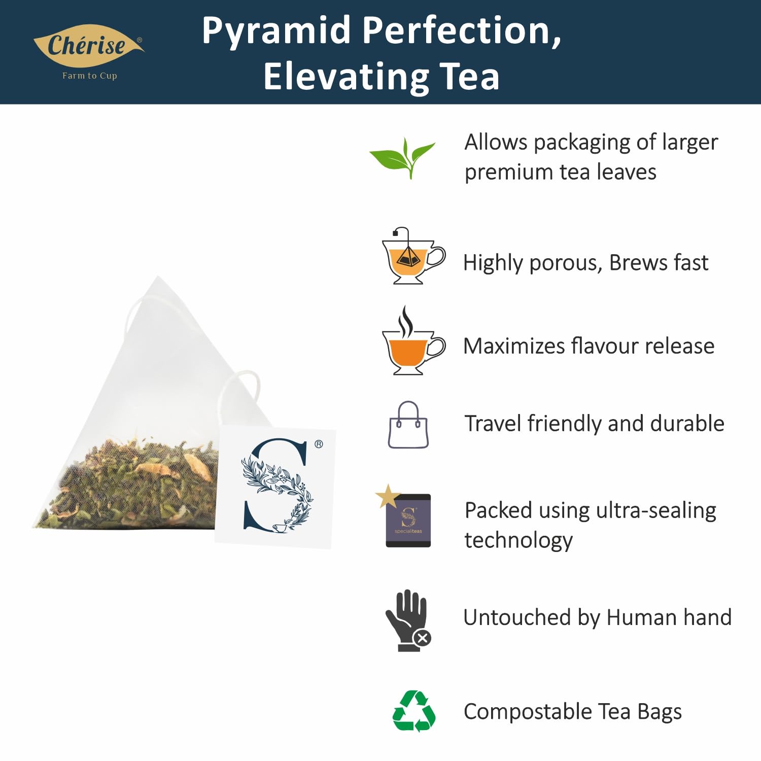 Cherise Specialiteas Spring Blush Rose Jasmine Herbal Black Tea (2 g x 25 Pyramid Tea Bags)