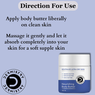 Dermistry Moisturizing Body Butter for Dry & Very Dry Sensitive Skin, Mango Shea Kokum Butter & Coffee, Body Cream Lotion For Winter Men Women, Non Sticky for All Skin - All Seasons