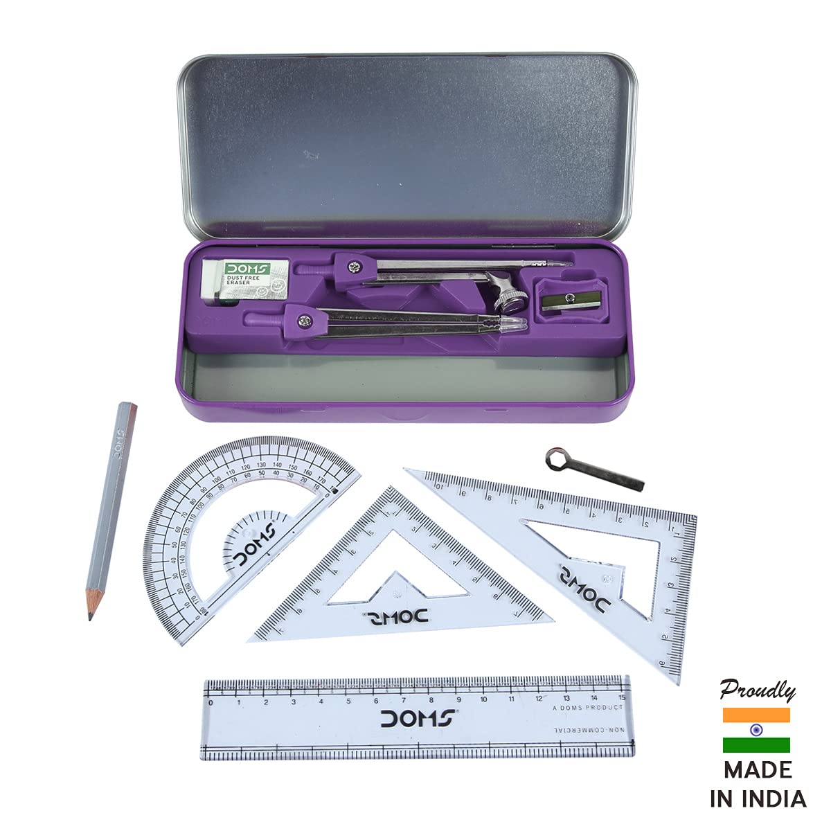 DOMS School Smart Kit for Girls | Best for School, College & Office | 52 Assorted Items | Graphite Pencil, Ball Pens, Geometry Box | DOMS Stationery | Stationery Items for School & Office