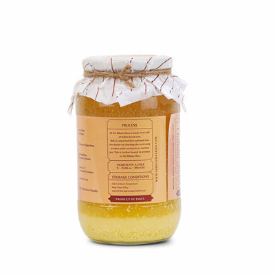 Indicow Organic Dairy Foods Pure Authentic A2 Gir cow Ghee | Bilona Curd-Churned, Cruelty-Free, Ayurvedic| Grass Fed Cows (1000ml(1ltr), Gir) | Glass Packaging