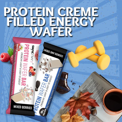 Snactivate Protein Wafer Bars Combo–Cookies & Creme and Mixed Berries (Pack of 12),10g Protein, 10g Fiber, Sugarfree, Gluten Free, Whey Protein, Keto Friendly, Energy Packed, Tasty & Crunchy in every bite, 12*40 gms