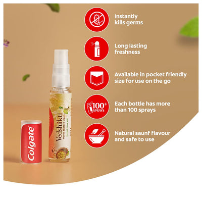 3x Colgate Vedshakti Mouth Protect Spray - Pack of 3 - (10gm each)